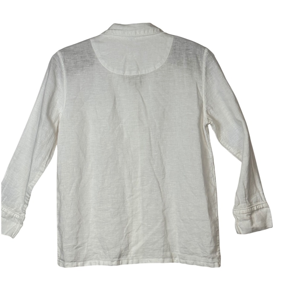 Serena Lily White Linen Pajama Shirt Top Button Front Long Sleeve Size Medium - Picture 2 of 4
